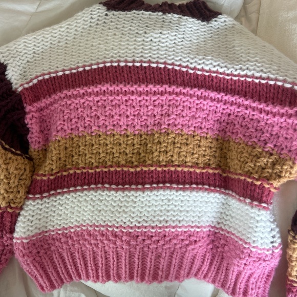 American Threads Pink and Brown Striped Sweater - Picture 3 of 6